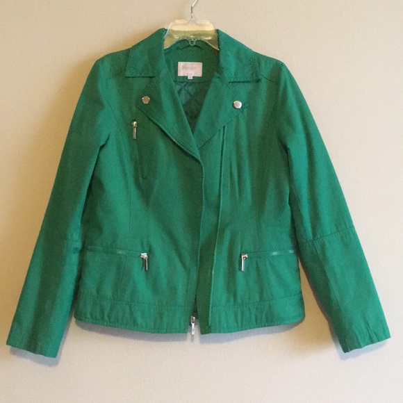 Laundry By Shelli Segal Jackets & Blazers - Emerald Green Moto Biker Motorcycle Quilt Jacket